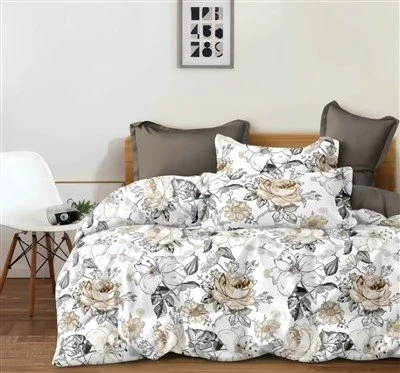 Juego de edredón de tejido liso con estampado floral